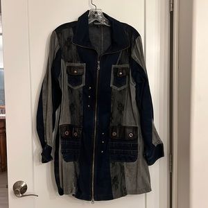 Super cool edgy denim zip up dress shacket